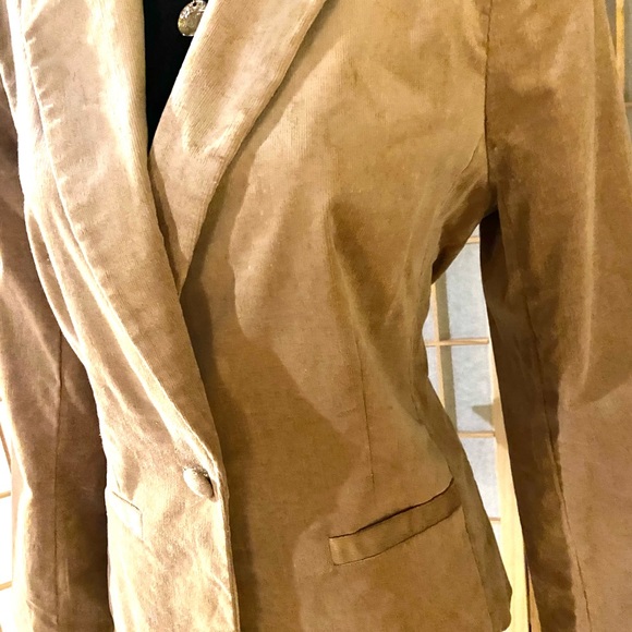 NWT NY & CO-Tan/Lite corduroy blazer. 1 button, M - Picture 3 of 9